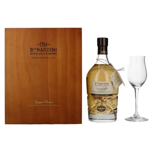 Nardini Grappa Riserva 22 ANNI Single Cask 45% Vol. 0,7l in Holzkiste mit Glas von Nardini