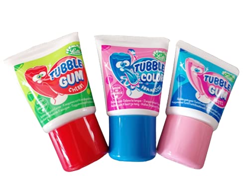 Lutti Tubble Gum | 3er-Mix | Kaugummi aus der Tube | 105g von Naschig