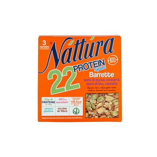 Nattura® | Cashew-, Zimt-, Kürbiskern- und Leinprotein-Sportriegel | BIO-Cashew- und Samenproteinriegel – 3 Riegel (insgesamt 75 g) von Náttúra