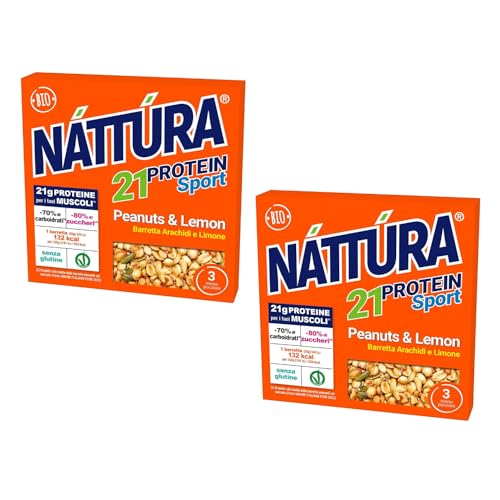 Náttúra Nattura® | Erdnuss-Zitronen-Protein-Sportriegel | BIO-Proteinriegel Erdnüsse, Kürbiskerne, Leinsamen, Zitronenöl – 2 x 3 Riegel (insgesamt 2 x 75 g) von Náttúra