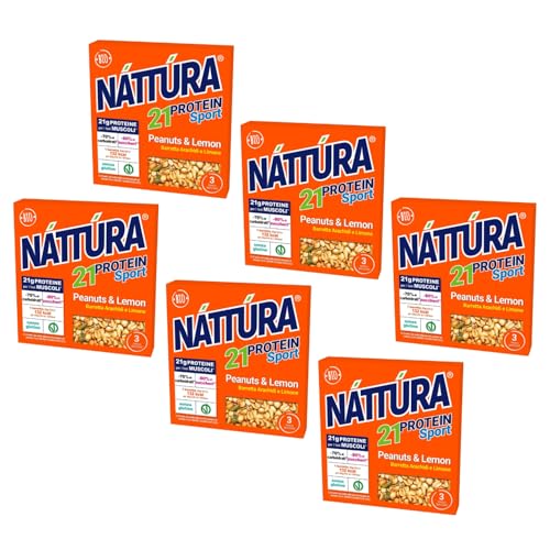 Nattura® | Erdnuss-Zitronen-Protein-Sportriegel | BIO-Proteinriegel Erdnüsse, Kürbiskerne, Leinsamen, Zitronenöl – 6 x 3 Riegel (insgesamt 6 x 75 g) von Náttúra