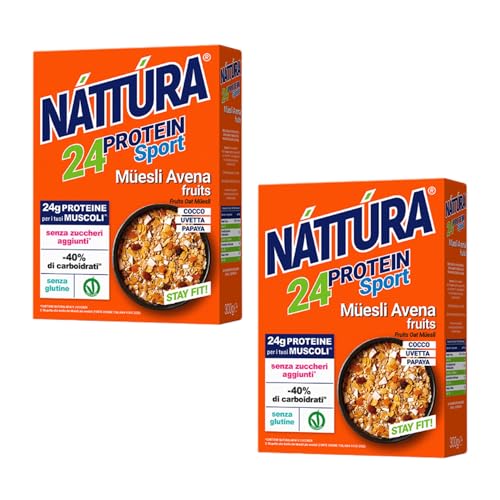 Nattura® | Müsli Hafer Frucht Protein Sport | Glutenfreies Müsli mit Frucht-Energiefrühstück | Mischung aus Getreideflocken und Früchten - 2 x 300 Gr von Náttúra