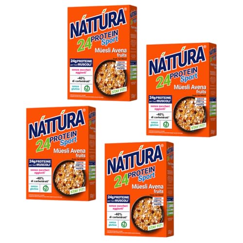Nattura® | Müsli Hafer Frucht Protein Sport | Glutenfreies Müsli mit Frucht-Energiefrühstück | Mischung aus Getreideflocken und Früchten - 3 x 300 Gr von Náttúra