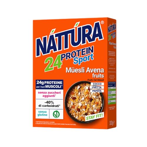Nattura® | Müsli Hafer Frucht Protein Sport | Glutenfreies Müsli mit Frucht-Energiefrühstück | Mischung aus Getreideflocken und Früchten - 300 Gr von Náttúra