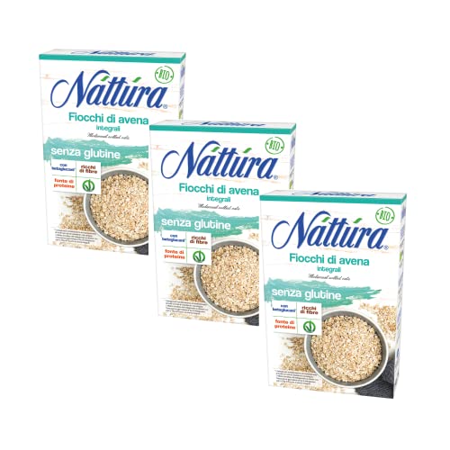 Nattura® | Vegane Vollkorn-Haferflocken | Haferflocken reich an Ballaststoffen und Proteinen | Glutenfreie Haferflocken – 3 Packungen x 350 g von Náttúra