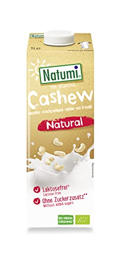 Natumi Bio Cashewdrink, 8 x 1L - Laktosefrei, Glutenfrei, Ohne Zuckerzusatz, Bio, Vegan, Milchfreie, Milchfreie Alternative von Natumi