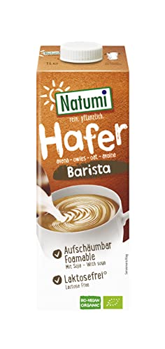 Natumi Bio Hafer Barista, 8 x 1L - Laktosefrei, Aufschäumbar, Barista-Style, Bio, Hergestellt mit deutschem Hafer, Vegan, Milchfreie milchfreie Alternative von Natumi