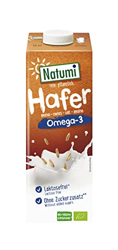 Natumi Bio-Haferdrink Omega 3, 8 x 1L - laktosefrei, hergestellt mit deutschem Hafer, angereichert mit Omega 3, biologisch, vegan, milchfreie Alternative von Natumi