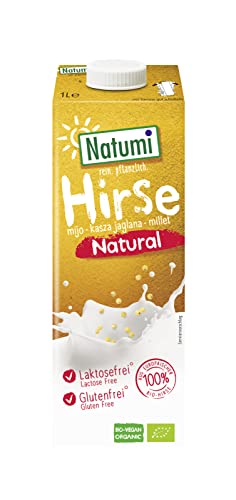 Natumi Bio Hirsedrink Natur, 6 x 1L - Laktosefrei, Vegan, Bio, Glutenfrei, Milchfreie, Milchfreie Alternative von Natumi