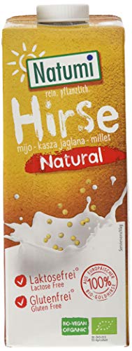 Natumi Hirsedrink Natural Ungesüßt Hirse Drink Bio Veganer Milchersatz, Neutral, 1 ltr (6er Pack) von Natumi