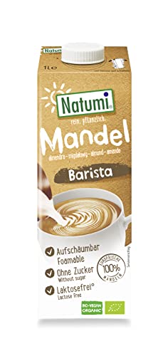 Natumi Bio Mandeldrink Barista, 8 x 1L - Laktosefrei, Zuckerfrei, biologisch, vegan, aus europäischen Mandeln, milchfreie Alternative von Natumi