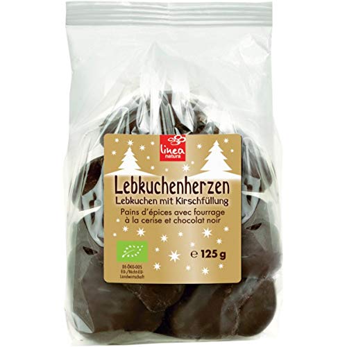 Linea Natura Zartbitter-Lebkuchenherzen mit Kirschfüllung (125 g) - Bio von Natur.com