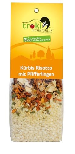 Kürbis Risotto mit Pfifferlingen 250g kbA – Cremiges Bio-Risotto mit feinwürzigen Pilzen – Schnelle Fertigmahlzeit (2-3 Portionen, 20 Min. Zubereitung) von NaturGut