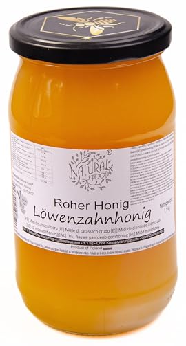 NATURAL FOOD Roher Honig - Direkt vom Imker - Roh Natürlich - Ohne Zusätze - Ungefiltert - Nicht Geschleudert oder Erhitzt - Geschenkidee - 5 x 1,1 KG - Löwenzahnhonig von Natural Food