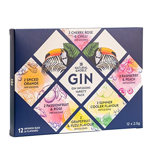 Gin Infusions Geschenkpackung | Machen Sie Ihren eigenen leckeren Gin | 12 leckere Infusionsbeutel für Gin-Getränke von Natural & Noble