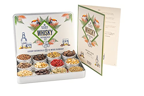 Whisky-Aufguss Geschenkset 12 Gewürze und Pflanzen zum Aufgießen von Whisky. Ideal für Whisky-Liebhaber, Weihnachten und Vatertag von Natural & Noble