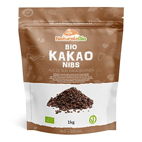 Roh Kakao Nibs Bio 1Kg. Organic Raw Cacao Nibs. Rohkost, natürlich und rein. Produziert aus der Theobroma Pflanze. Quelle für Magnesium, Kalium und Eisen. von NaturaleBio