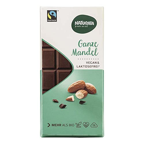 Naturata Bio Tafelschokolade Spécial Ganze Mandeln, laktosefrei, vegan, 1er Pack (1 x 100 g) von Naturata