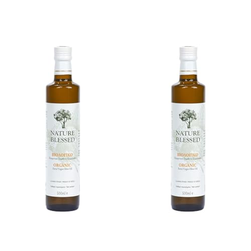 Nature Blessed Griechisches Bio Natives Olivenöl Extra 500 ml Glasflasche (Packung mit 2) von Nature Blessed