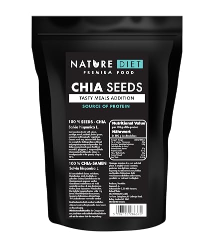 Nature Diet - Chia Samen 1000 g | Salvia Hispanica | Reich an Omega-3 | Quelle von Ballaststoffen von Nature Diet