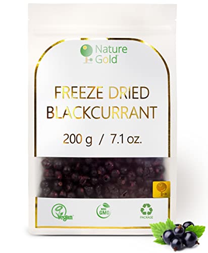 Gefriergetrocknete Schwarze Johannisbeere - ganze Frucht | 200g | 100% Natürlich & Vegan | GVO-frei | Ohne Zucker und Ohne Zusatzstoffe ~*~ von Nature Gold