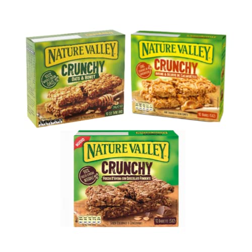 Nature Valley® | Laktosefreie Vollkorn-Haferflockenriegel: 1x dunkle Schokolade, 1x Honig, 1x Erdnussbutter – insgesamt 630 g (30 Riegel) von Nature Valley