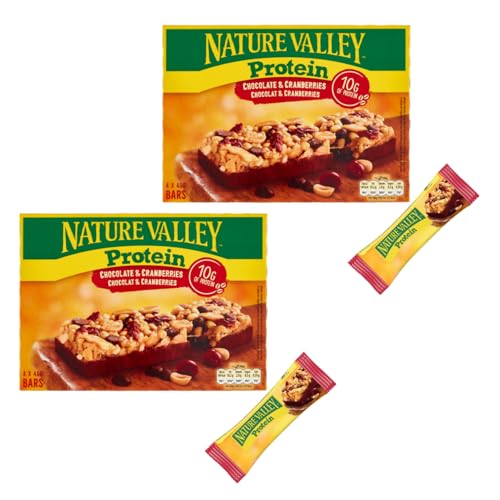 Nature Valley® | Weiche Riegel | Schokoladen- und Cranberry-Snack | Preiselbeeren-Schokoladen-Snack – 2 x 4 Riegel | Protein-Snacks von Nature Valley