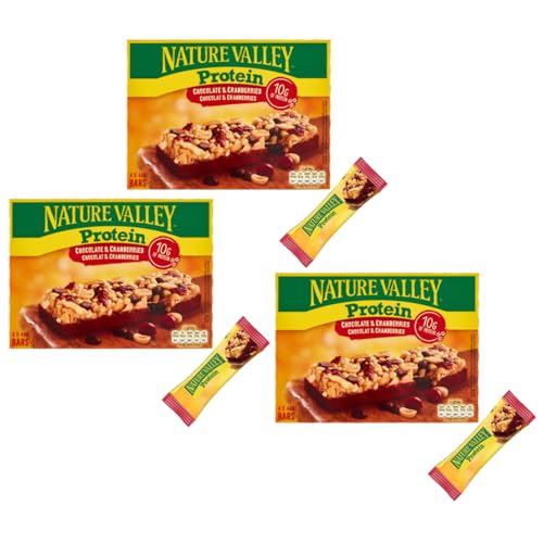 Nature Valley® | Weiche Riegel | Schokoladen- und Cranberry-Snack | Preiselbeeren-Schokoladen-Snack – 3 x 4 Riegel | Protein-Snacks von Nature Valley