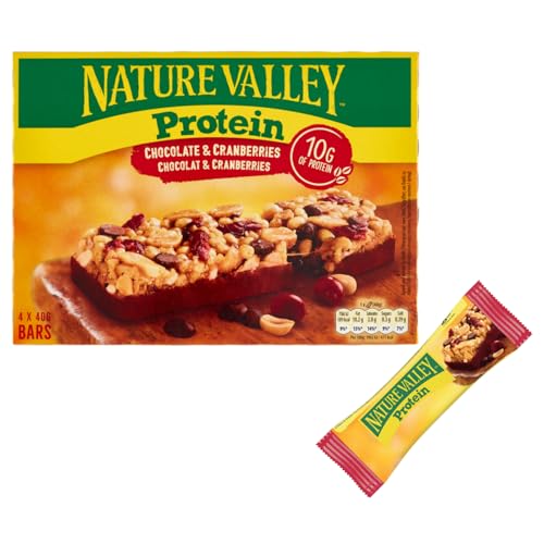 Nature Valley® | Weiche Riegel | Schokoladen- und Cranberry-Snack | Preiselbeeren-Schokoladen-Snack – 4 Riegel | Protein-Snacks von Nature Valley