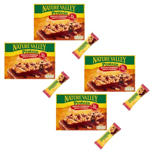 Nature Valley® | Weiche Riegel | Schokoladen- und Cranberry-Snack | Preiselbeeren-Schokoladen-Snack – 4 x 4 Riegel | Protein-Snacks von Nature Valley