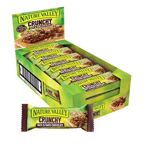 Nature Valley Crunchy Hafer & Dunkle Schokolade, 18x2-Bar Pack (18x42g), Müsliriegel, Leckere und gesunde Riegel, Haferriegel, Müsliriegel Großpackung, Vollkorn Hafer Riegel ohne Konservierungsstoffe von Nature Valley