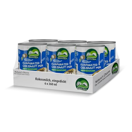 Nature's Charm eingedickte Kokosnussmilch – Vegane Kokosmilch – Ideal zum Backen und Kochen sowie für Kaffee und Tee – 6x 360 ml von Nature's Charm