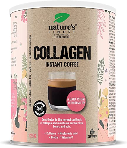 Nature's Finest by Nutrisslim Kaffee Kollagen Pulver mit Hyaluronsäure & Biotin, Faltenreduzierung & Hautschutz, laktosefrei, Arabica Kaffee, 125g von Nature's Finest by Nutrisslim