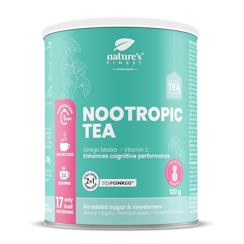 Nature's Finest by Nutrisslim Nootropic Tea - Kräuterweißer Tee zur Unterstützung der Konzentration - Ginkgo-Extrakt für die kognitive Leistungsfähigkeit - Weißer Tee mit Vitamin C von Nature's Finest by Nutrisslim