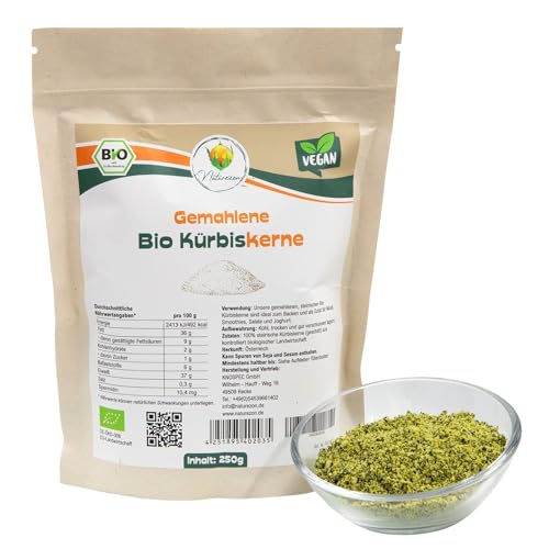 Naturezon Steirische Bio Kürbiskerne (gemahlen) 250g - Kürbiskernpulver/Kürbiskernmehl - eiweißreich - ballaststoffreich, vegan, glutenfrei - ohne Zusatzstoffe von Naturezon