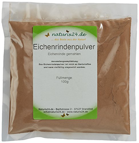 Naturix24 Eichenrindenpulver, Eichenrinde gemahlen, 8er Pack (8 x 100 g) von Naturix24