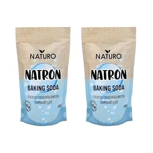 Naturo|Natron Pulver 2x500g – Vielseitig für Reinigung, Haushalt und Küche – Umweltfreundlich, Hautfreundlich & Ungiftig – Natron Pulver zum Putzen, Backpulver, Waschsoda – Natrium für nachhaltiges von Naturo