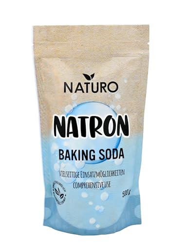 Naturo|Natron Pulver 500g – Vielseitig für Reinigung, Haushalt und Küche – Umweltfreundlich, Hautfreundlich & Ungiftig – Natron Pulver zum Putzen, Backpulver, Waschsoda – Natrium für nachhaltiges Put von Naturo