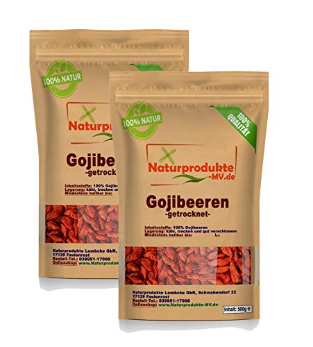 Goji Beeren natur ganz (1kg) ohne Zusätze Gojibeeren Wolfsbeere von Naturprodukte-MV