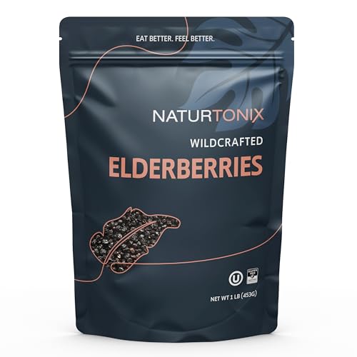 Dried Elderberries 100% Natural European Whole Wild Crafted Elder Berry Sambucus Nigra 1 Pound Resealable Pouch von Naturtonix