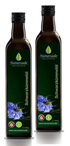 Naturzade Schwarzkümmelöl 1000ml Gefiltert Glasflasche ( 2 x 500ml ), kaltgepresst, direkt vom Hersteller von Naturzade