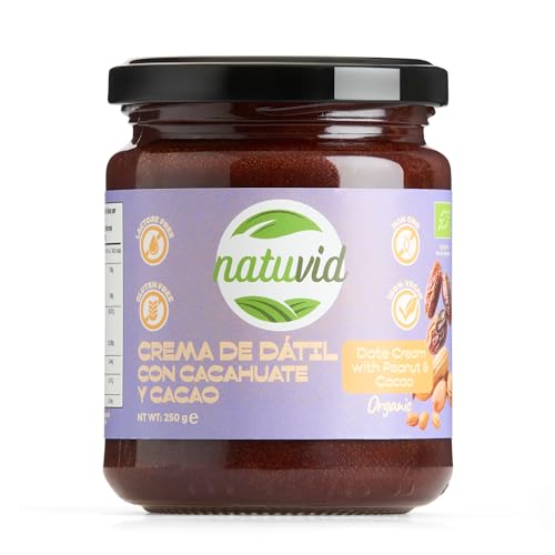 Dattelcreme mit Erdnüssen und Kakao Natuvid | BIOLOGISCH | 250g | GLUTENFREI | LAKTOSEFREI | 100% VEGAN | NICHT-GVO von Natuvid