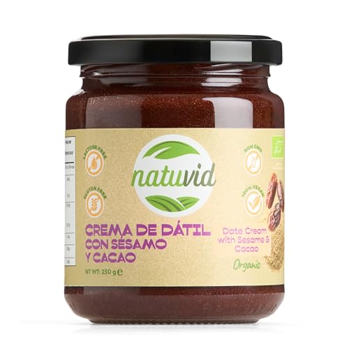 Dattelcreme mit Sesam und Kakao Natuvid | 100% BIO | 250g | GLUTENFREI | LAKTOSEFREI | 100% VEGAN | NON-GMO von Natuvid