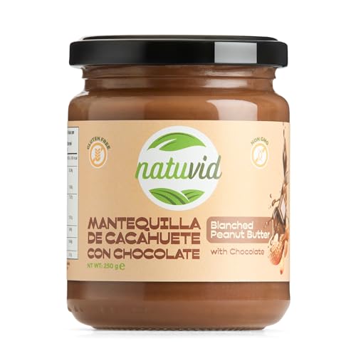 Nussaufstriche | BIOLOGISCH | 250g | GLUTENFREI | LAKTOSEFREI | 100% VEGAN | NICHT-GVO (Erdnussbutter und Kakao) von Natuvid