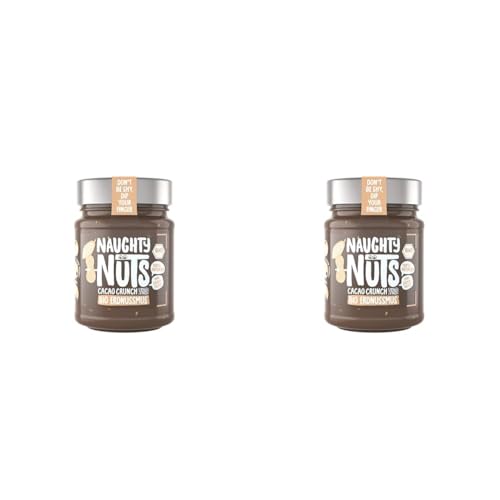 NAUGHTY NUTS Bio Erdnussmus Cacao Crunch | Vegane Erdnussbutter | 100% Natürlich | Ohne Palmöl & Zucker | Ideal Als Topping Für Müsli | 250g (Packung mit 2) von Naughty Nuts