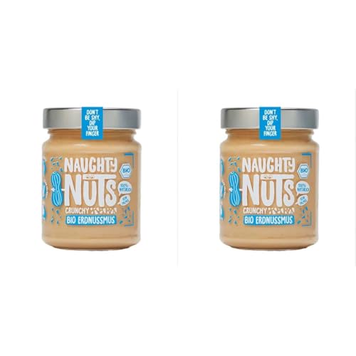 NAUGHTY NUTS Bio Erdnussmus Crunchy | Vegane Erdnussbutter | 100% Natürlich | Ohne Palmöl & Zucker | Ideal Als Topping Für Müsli | 500g (Packung mit 2) von Naughty Nuts