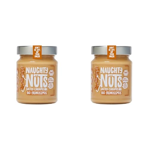 NAUGHTY NUTS Bio Erdnussmus Salted Caramel | Vegane Erdnussbutter | 100% Natürlich | Ohne Palmöl & Zucker | Ideal Als Topping Für Müsli | 250g (Packung mit 2) von Naughty Nuts