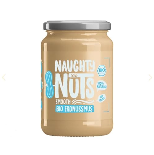 NAUGHTY NUTS Bio Erdnussmus Smooth | Vegane Erdnussbutter | 100% Natürlich | Ohne Palmöl & Zucker | Ideal Als Topping Für Müsli | 500g von Naughty Nuts