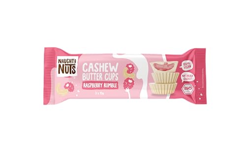 Naughty Nuts Bio Cashew Butter Cups Raspberry Rumble – Vegan, Palmölfrei und 53% weniger Raffinierter Zucker – 12x39g von Naughty Nuts