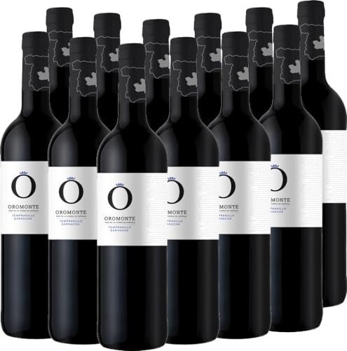 Oromonte Tempranillo Garnacha Halbtrocken Navarro Lopez Rotwein 12 x 0,75l VINELLO - 12 x Weinpaket inkl. kostenlosem VINELLO.weinausgießer von Navarro López